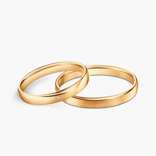 Obrączki ślubne: żółte złoto, półokrągłe, 3 mm